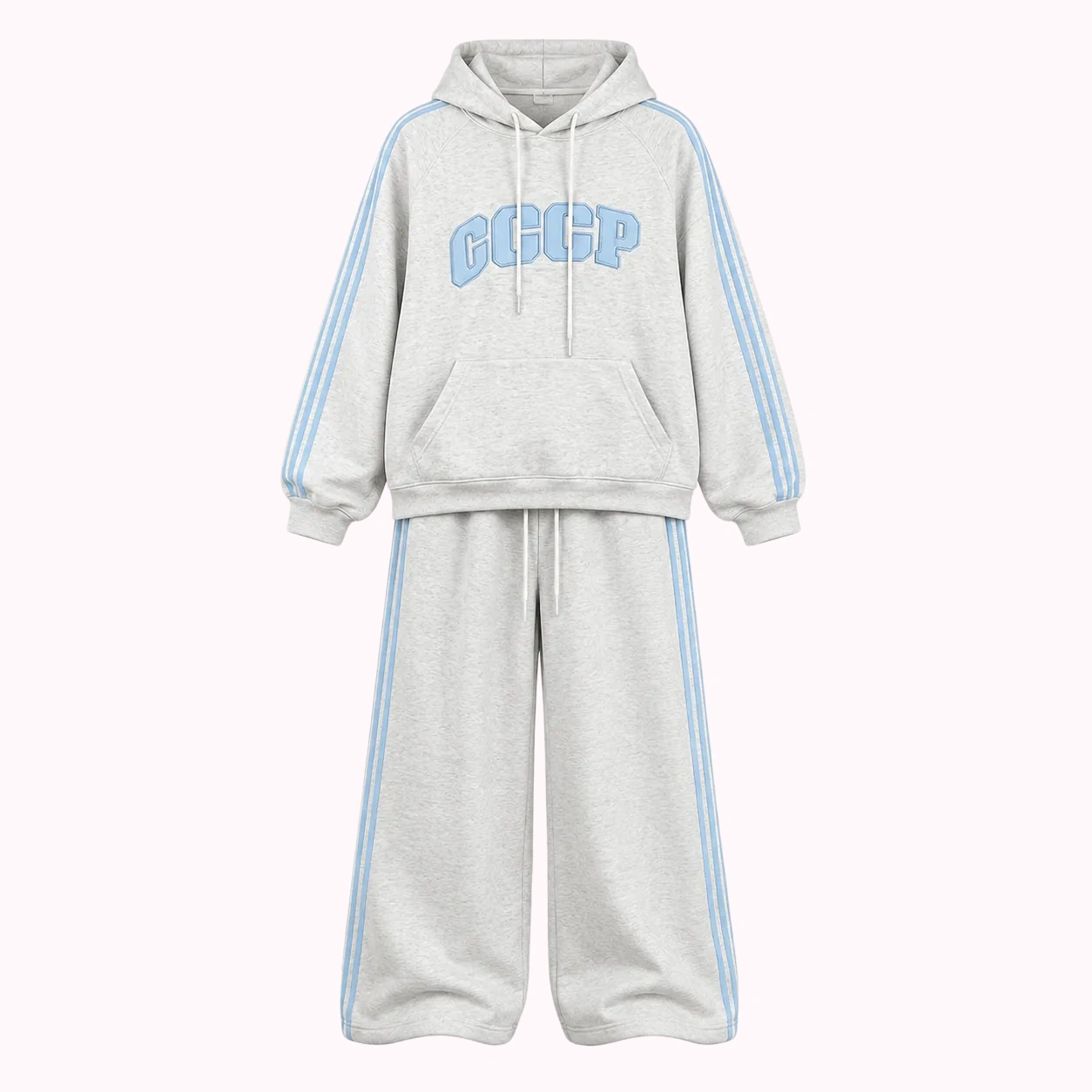 Light Grey Letter Hoodie Set