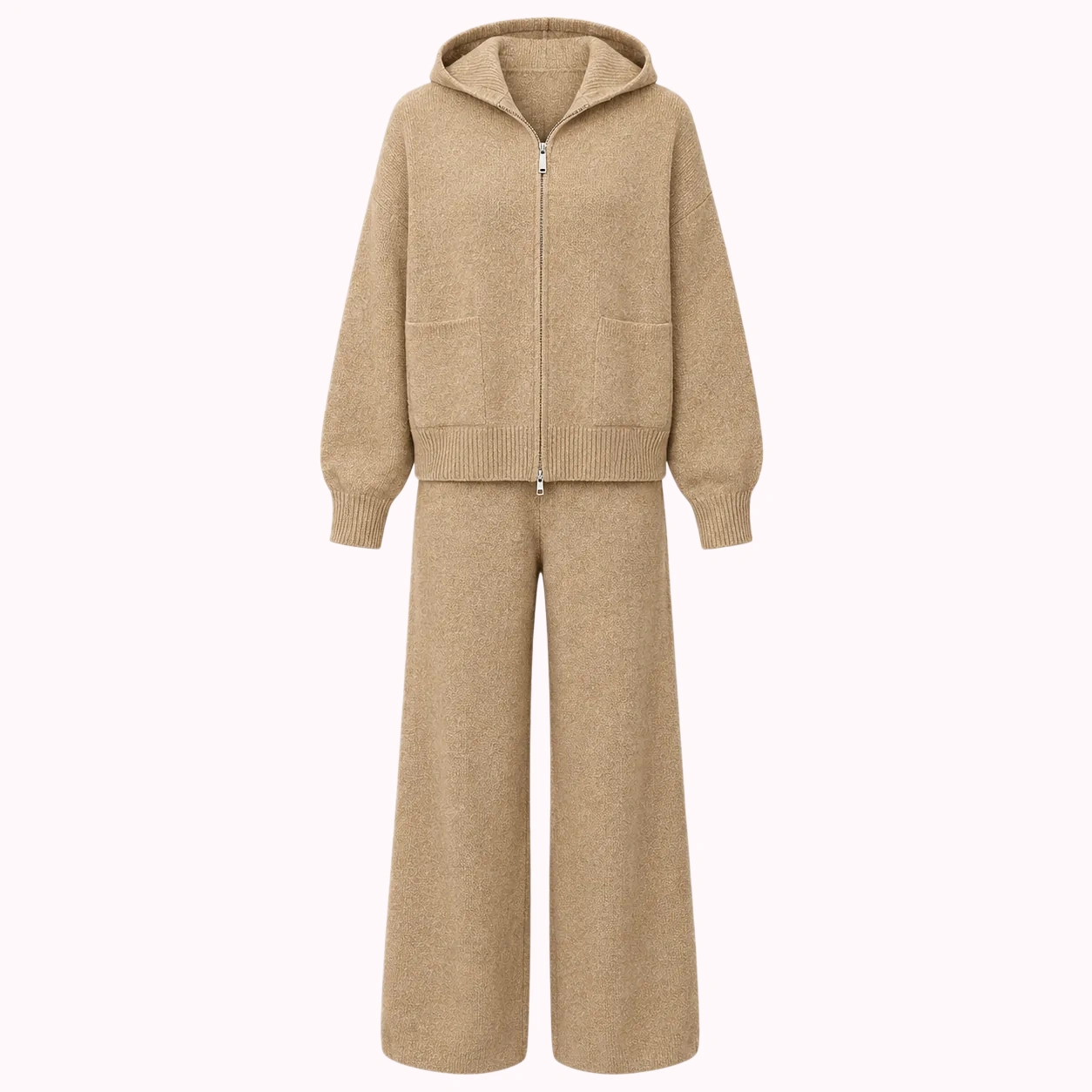 Beige Hooded Lounge Set