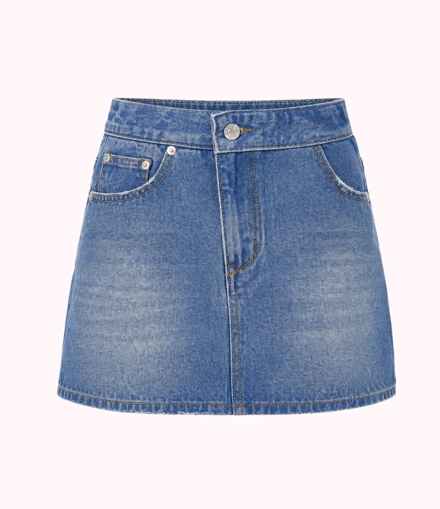 Washed Denim Mini Skirt