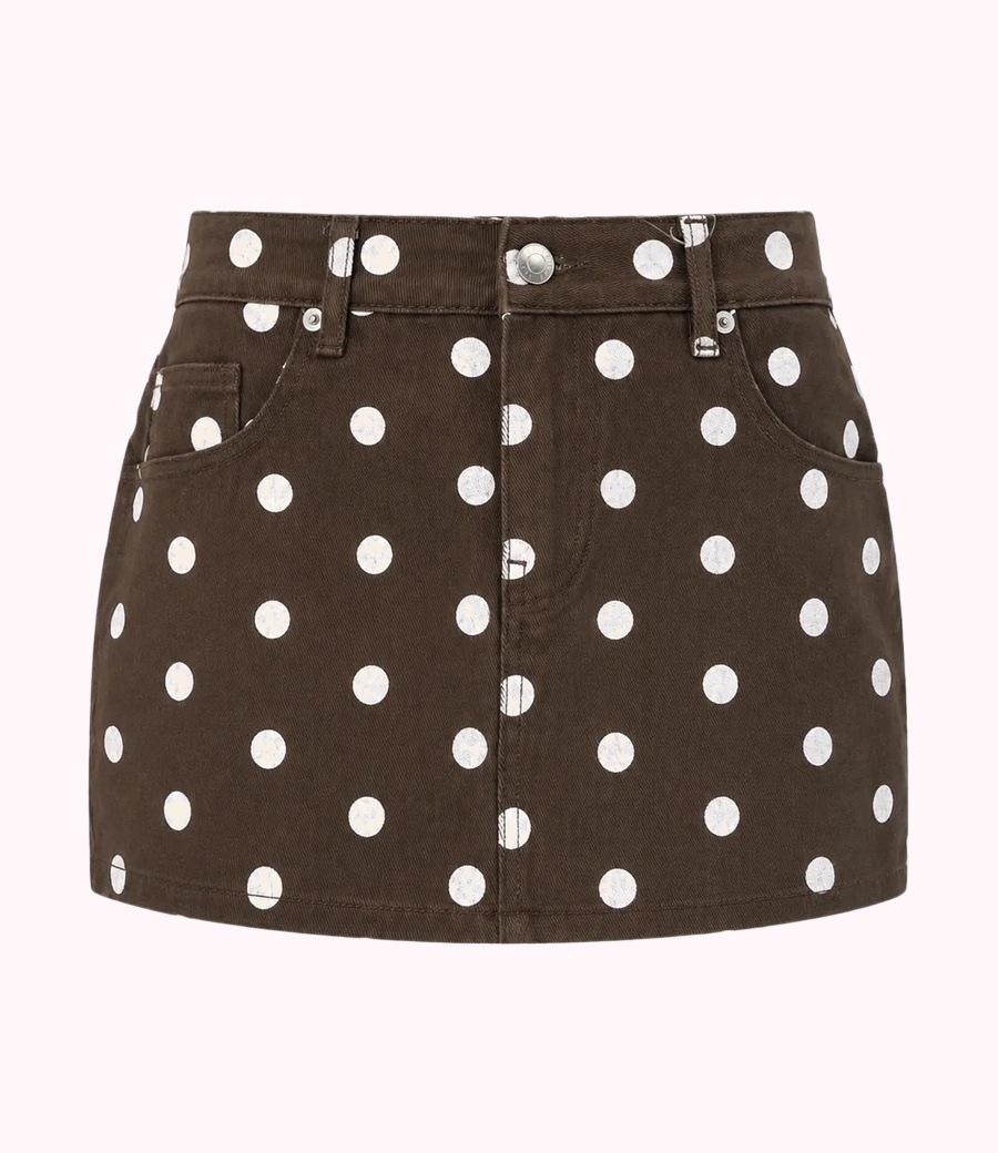 Polka-Dot Denim Skirt