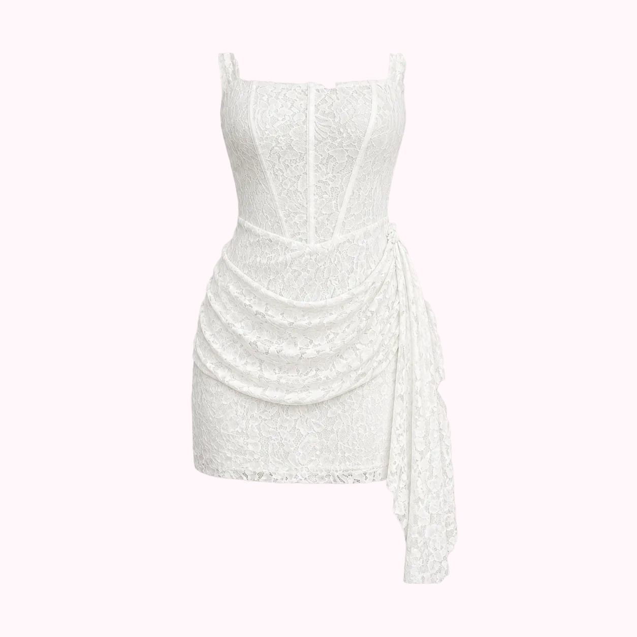 White Draped Mini Dress