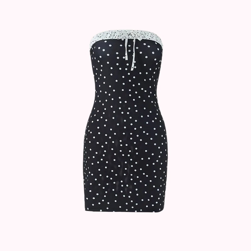 Black Polka Dot Tube Dress