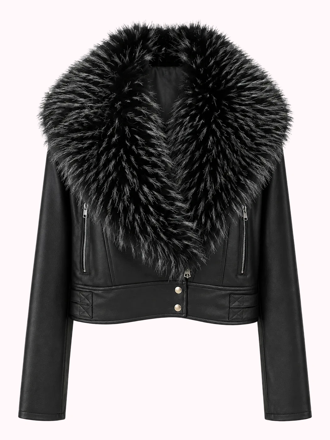 Fur-Collar Leather Jacket