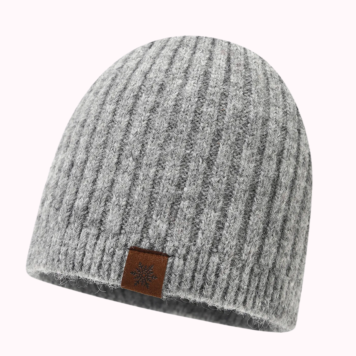 Grey Ribbed Knit Beanie