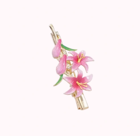 Pink Lily Stem Brooch