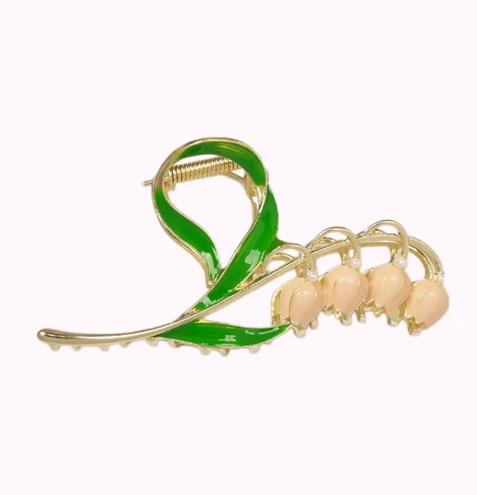 Ivory Floral Stem Hair Clip