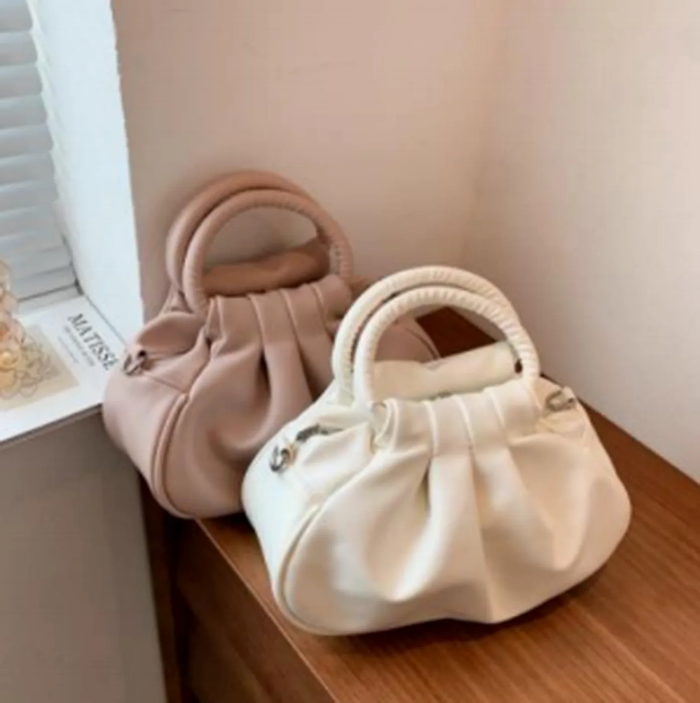 Ruched Top Handle Bag Set