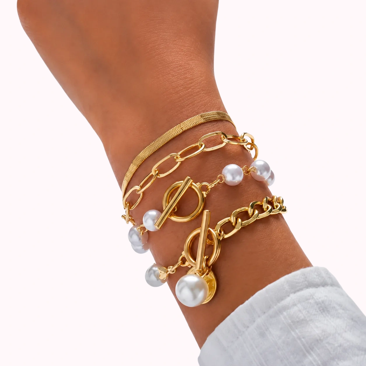 Pearl Chain Bracelet Set