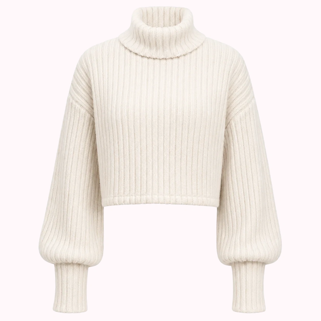 Ivory Puff Sleeve Turtleneck Sweater