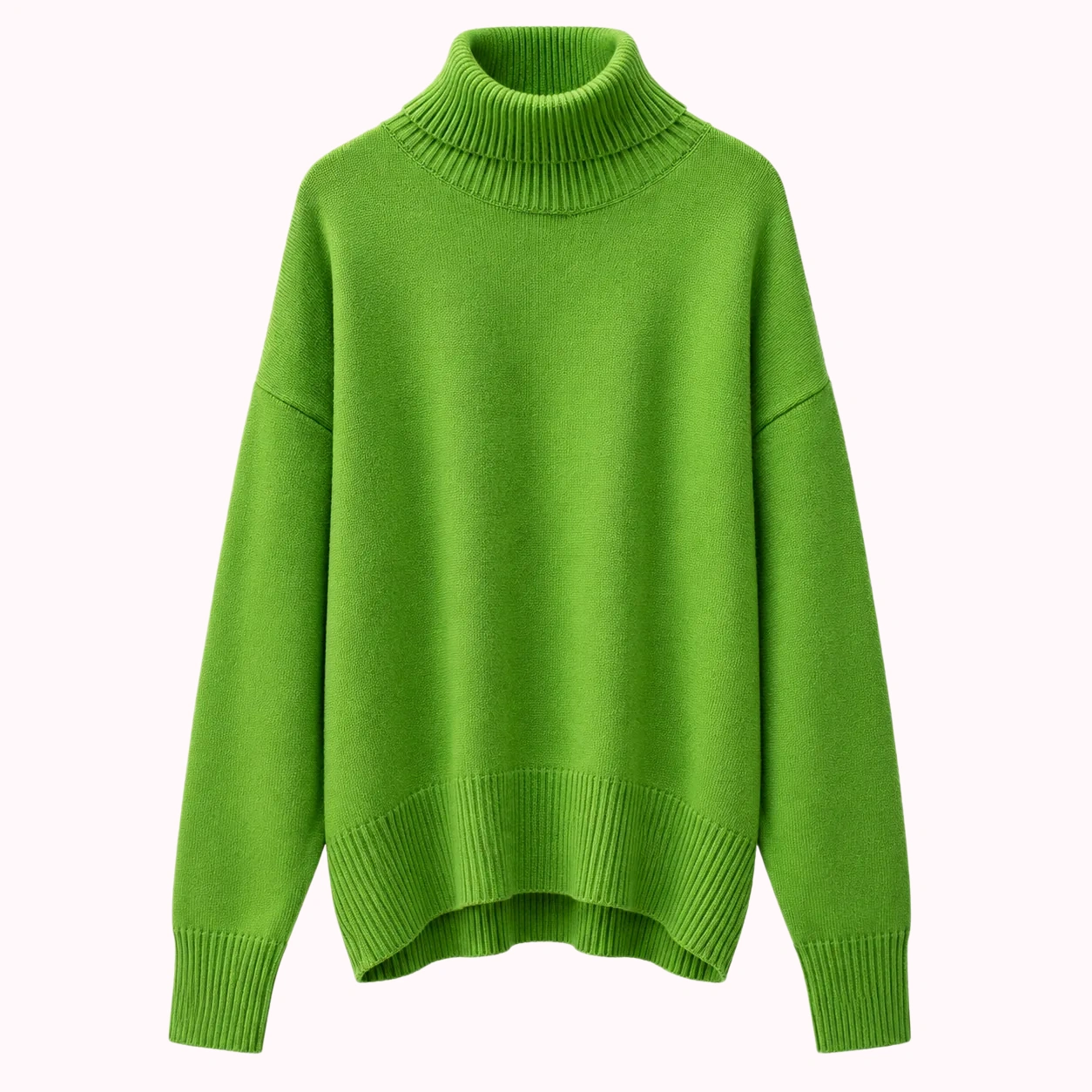 Lime Oversized Turtleneck Sweater