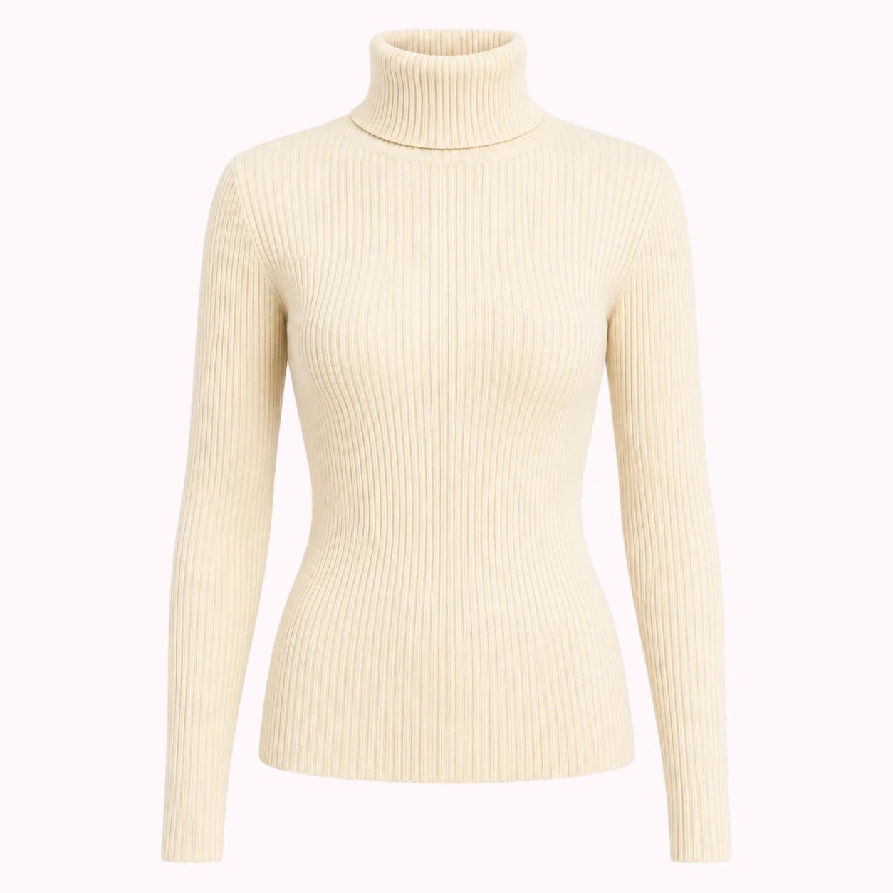 Ivory Fitted Turtleneck Knit Top