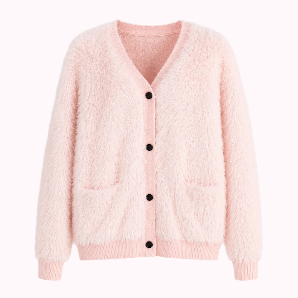 Blush Fuzzy Button Cardigan