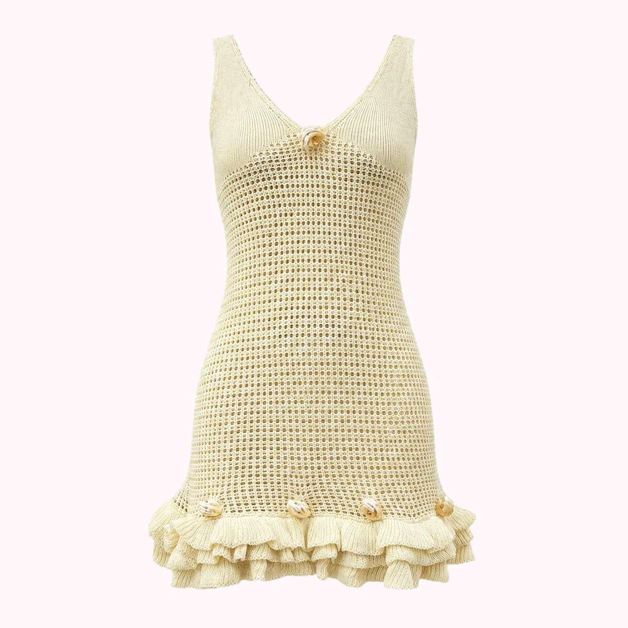 Butter Crochet Ruffle Knit Mini Dress
