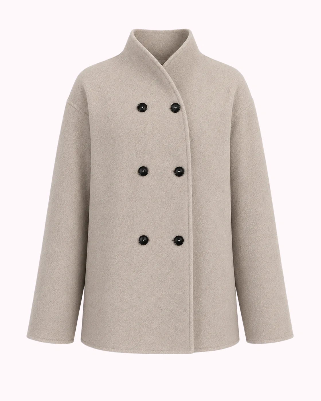 Soft Taupe Double-Breasted Coat