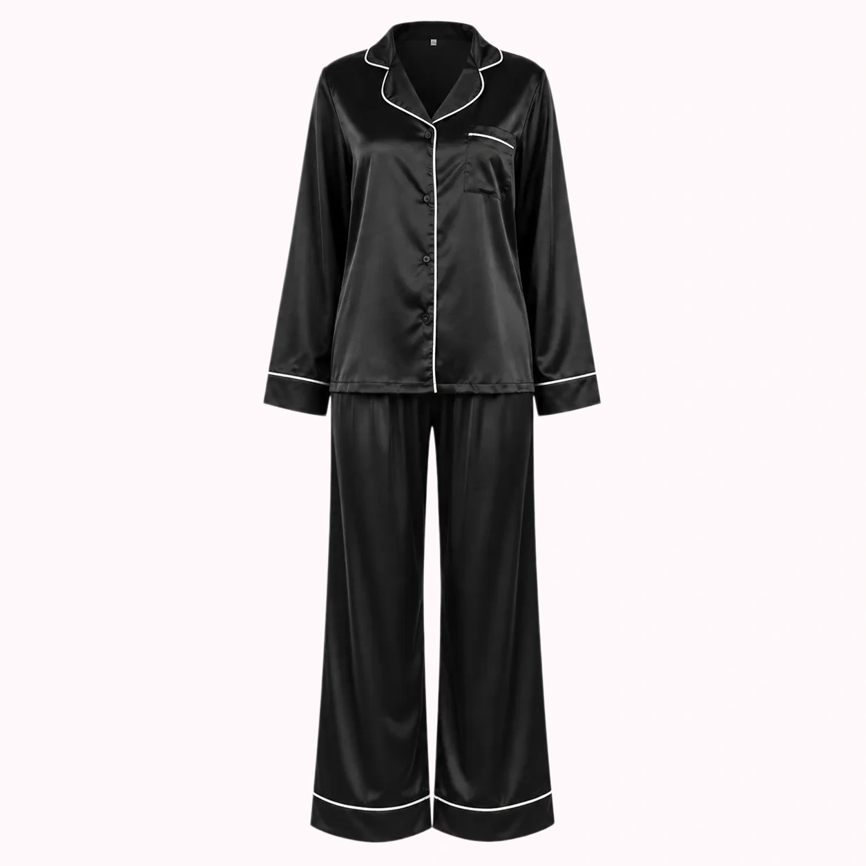 Black Satin Pajama Set