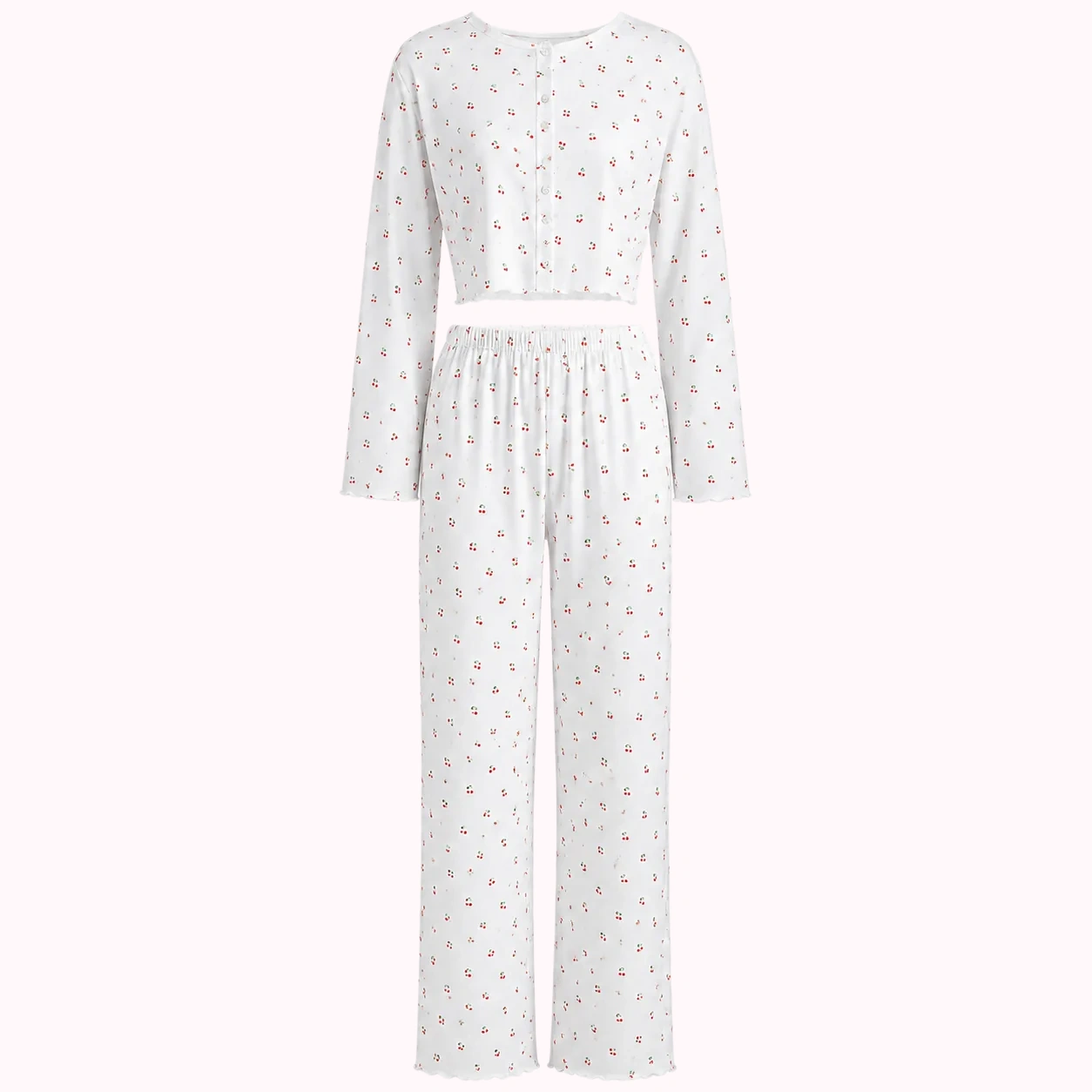 White Dot Long Sleeve Pajama Set