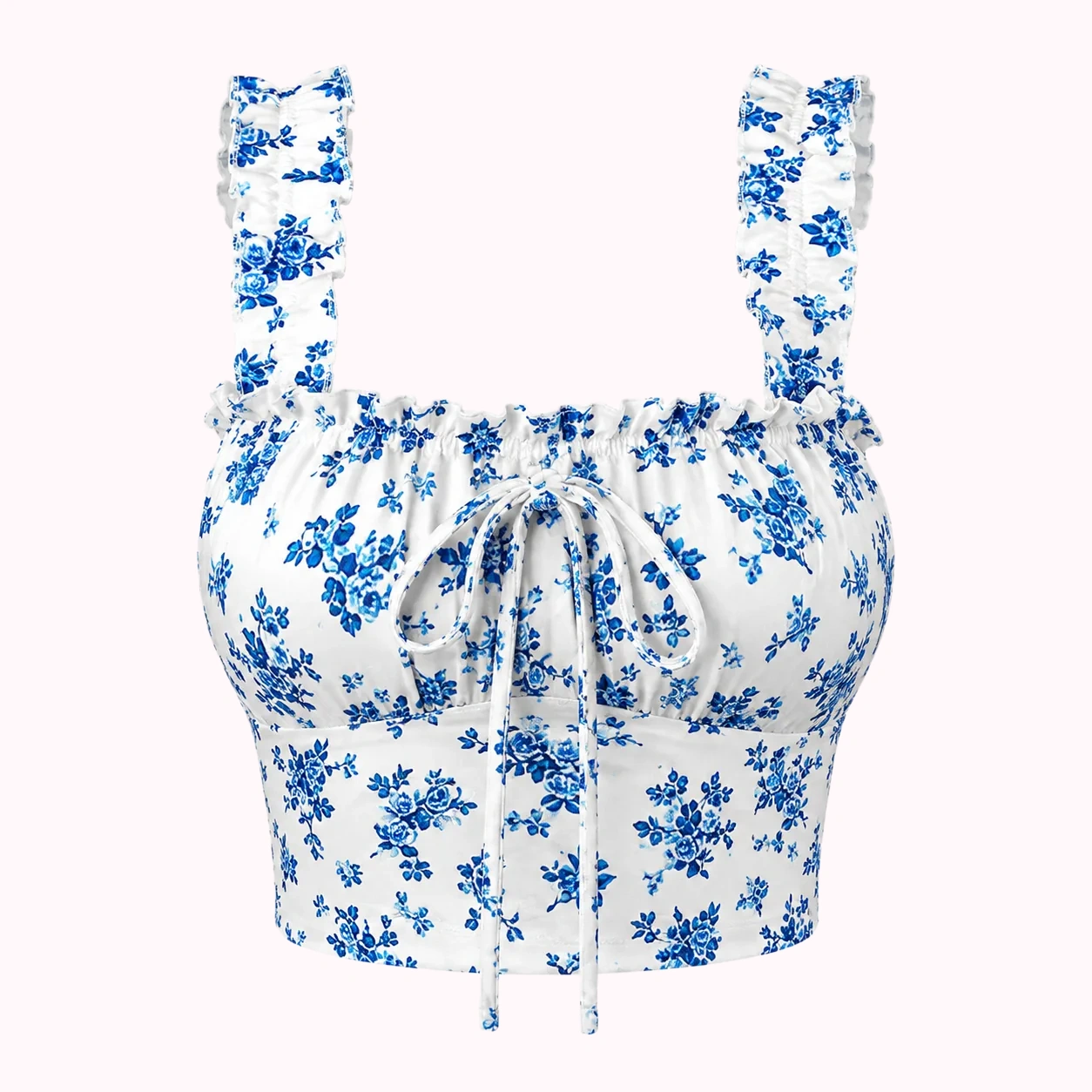 Blue Floral Smocked Tank