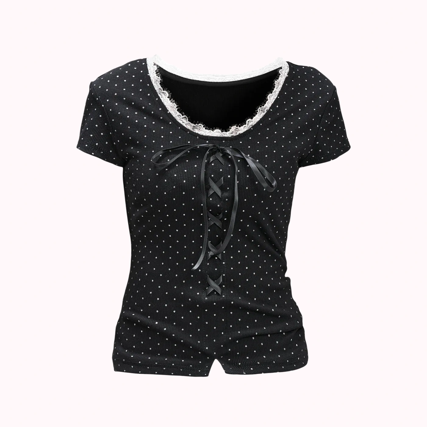 Polka Dot Tie Front Top